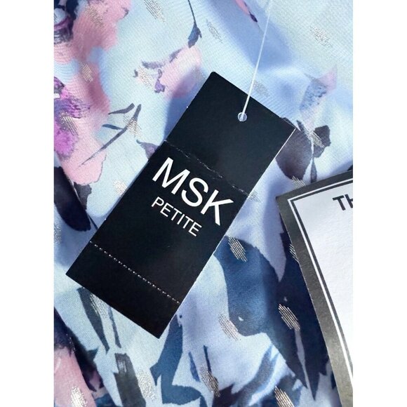MSK Petite Women's Sz PL Light Blue Purple Floral Print Wide Leg Jumpsuit NWT - Picture 9 of 12